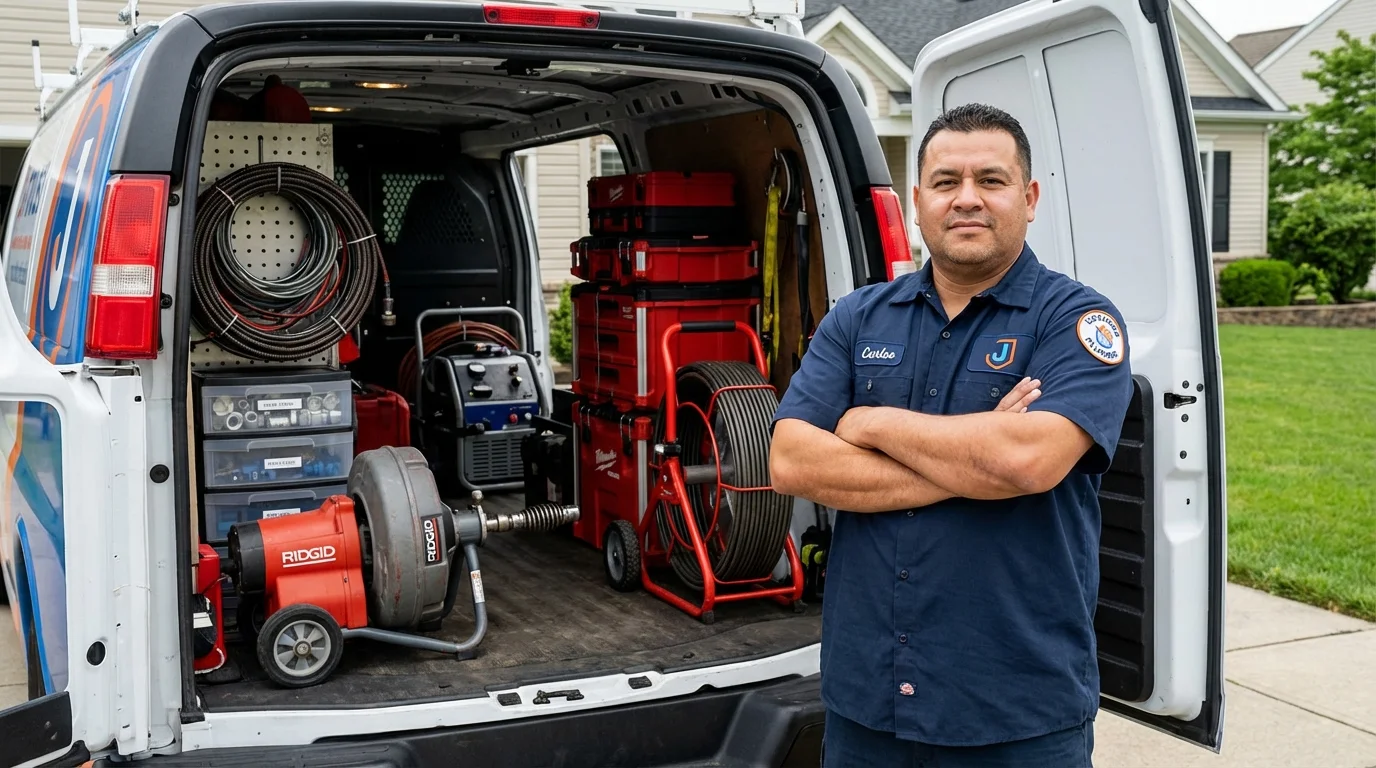 Professional drain cleaning equipment and Johns Plumbing LLC plumber in Hatch