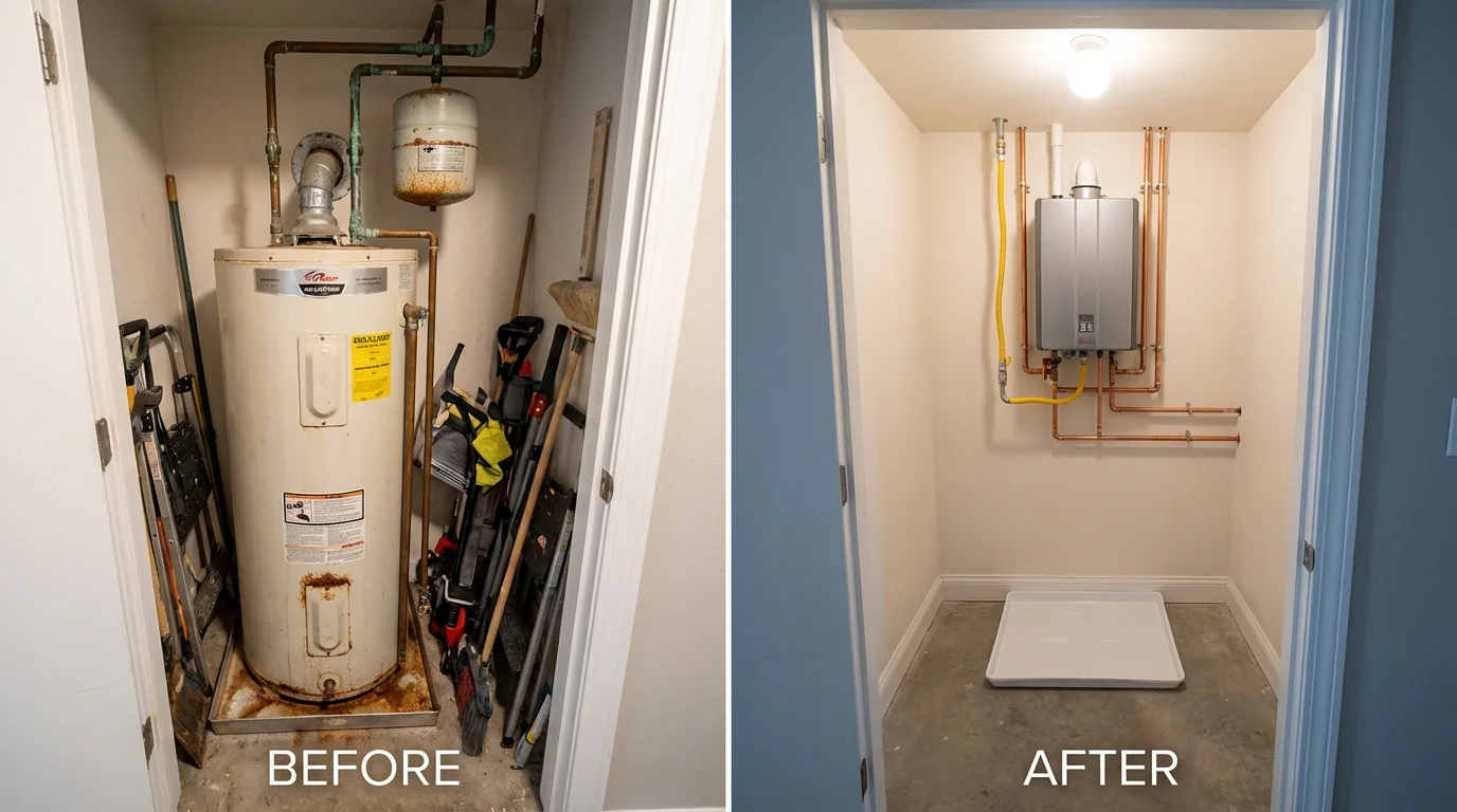 Tank water heater versus wall-mounted tankless unit comparison for Hatch, NM homeowners
